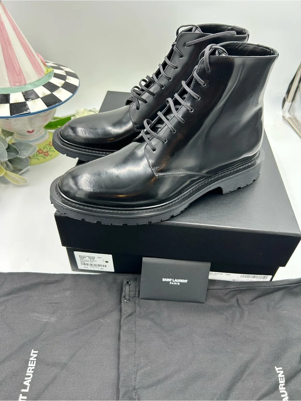 Men's Saint Laurent combat boots size 42 made in Italy NWT
